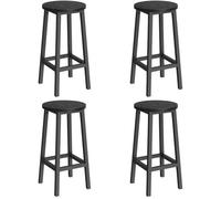 Tabouret de Bar - VASAGLE - Lot de 4 - Noir bois - Cadre en Métal - Cuisine