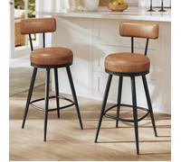 Tabouret de Bar - VASAGLE - Siège Rembourré - Style Moderne Mi-siècle - Marron Caramel