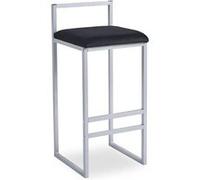 Menzzo Tabouret de bar Drakkar – métal argent, velours noir