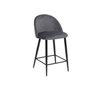 Tabouret de bar velours gris pieds noir Slano