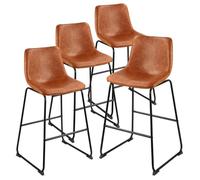 Tabouret de Bar-VEVOR-lot de 4-Chaise de Bar en Cuir PU Confortable-sans Accoudoirs-pour Cuisine et Salle à Manger-Marron