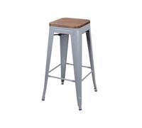 Urban Living - Tabouret de bar vintage Liv - H. 77 cm - Gris mat - Liv Noir