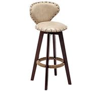 Tabouret de Bar Vintage pivotant à 360° avec Dossier et Repose-Pieds, revêtu de Cuir PU, Hauteur comptoir, idéal pour pub, café, îlot de Cuisine ou Table Haute