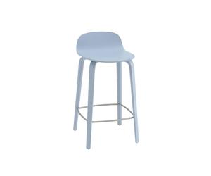 Tabouret de Bar Visu avec Base en Bois H65 Bleu Clair