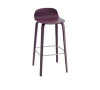 Tabouret de Bar Visu avec Base en Bois H75 Prune Foncée