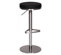 Tabouret de bar WL1.293 - En acier inoxydable - Hauteur d'assise réglable de 57 à 82 cm - Pivotant à 360° - Avec pied - Design haut - Noir