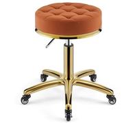 Tabouret de barbier Robuste en métal hydraulique, pivotant et à roulettes, Hauteur réglable avec Tige dorée for Cuisine, Salon, Massage, Clinique, Bar, Bureau(G)