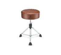 Tabouret de batterie Gibraltar, Drum Throne 9800 Series - 9808RS-BR - siège rond 15" coussin en mousse à mémoire de forme vinyle châtaigne/marron - réglage de la hauteur par broche tournante