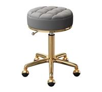 Tabouret de beauté pivotant réglable avec siège en Cuir PU et Cadre en Acier Inoxydable doré - Chaise de Massage Ronde à roulettes for Salon de Spa for la Maison(Grey)