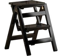 Tabouret de bibliothèque pliable et portable en bois, multi-couches, chaise polyvalente de bureau/salle à manger, support de plantes de jardin (noir, 50 x 50 x 38,5 cm)