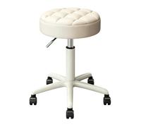 Tabouret de Bureau a roulettes Ergonomique Reglable en Hauteur 47-64 cm | Multifonctionnel Tabouret a Roulettes Professionnel pour Coiffeuse, Tabouret Assis Debout, pour Entrepôts et Magasin(White)