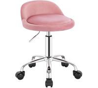 Tabouret de bureau à roulettes - WOLTU - Dossier bas - Réglable en hauteur 43-54 5 cm - Rotation à 360°- Rose