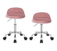Tabouret de bureau à roulettes - WOLTU - Lot de 2 - Dossier bas - Réglable en hauteur 43-54,5 cm - Rotation à 360°- Rose