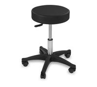 Physa Aversa Tabouret de Bureau Tabouret de Travail à roulettes (150 kg, Hauteur du Siège 45-58 cm, Acier Poli, Cuir Synthétique) Noir