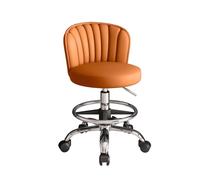 Tabouret de Bureau Ergonomique avec Dossier Hauteur Réglable 53-73 cm | Tabouret Coiffeuse a Roulette, Tabourets de Coiffure 8 Couleurs, pour Salon de Manucure, Cuisine(Orange)