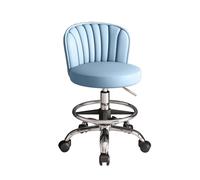 Tabouret de Bureau Ergonomique avec Dossier Hauteur Réglable 53-73 cm | Tabouret Coiffeuse a Roulette, Tabourets de Coiffure 8 Couleurs, pour Salon de Manucure, Cuisine(Blue)
