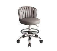 Tabouret de Bureau Ergonomique avec Dossier Hauteur Réglable 53-73 cm | Tabouret Coiffeuse a Roulette, Tabourets de Coiffure 8 Couleurs, pour Salon de Manucure, Cuisine(Chrome)