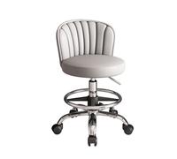 Tabouret de Bureau Ergonomique avec Dossier Hauteur Réglable 53-73 cm | Tabouret Coiffeuse a Roulette, Tabourets de Coiffure 8 Couleurs, pour Salon de Manucure, Cuisine(Silver)