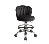 Tabouret de Bureau Ergonomique avec Dossier Hauteur Réglable 53-73 cm | Tabouret Coiffeuse a Roulette, Tabourets de Coiffure 8 Couleurs, pour Salon de Manucure, Cuisine(Black)