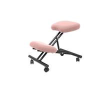 Tabouret de bureau ergonomique fixe, réglable en différentes positions et à roulettes. Siège rembourré en tissu BALI rose pâle