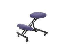 Tabouret de bureau ergonomique fixe, réglable en différentes positions et avec roulettes. Siège rembourré en tissu BALI bleu clair