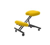 Tabouret de bureau ergonomique fixe, réglable en différentes positions et avec roulettes. siège rembourré en tissu BALI jaune (AVEC