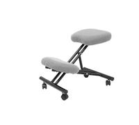 Tabouret de bureau ergonomique fixe, réglable en différentes positions et avec roulettes. siège rembourré en tissu BALI gris clair