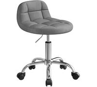 Tabouret de bureau Gris foncé - WOLTU - en Velours - Pivotant à 360° - Tabouret Coiffeuse À roulettes
