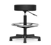 Tabouret de Bureau Haut, Assise Réglable 58-82 cm, Assise Confort, Repose Pied Réglable, Pieds Fixes, pour Bureau et Tables Hautes - Noir