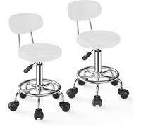 Tabouret de Bureau - VIVOLIL - Lot de 2 - Réglable en hauteur - Blanc