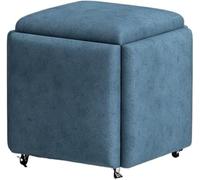 Tabouret De Canapé 5 en 1, Multifonctionnel Tabouret De Maquillage, Pouf Gigogne Empilable, Repose Pieds avec roulettes Pivotantes, Pouf Carré Tabouret De Vanité,A,35 * 35 * 38cm
