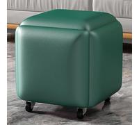 Tabouret de canapé empilable 5 en 1 en Cuir PU, Chaise ottomane gigogne, Banc Ottoman carré avec roulettes pivotantes, Gain de Place, for Salon, Salle à Manger(Green)