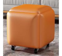Tabouret de canapé empilable 5 en 1 en Cuir PU, Chaise ottomane gigogne, Banc Ottoman carré avec roulettes pivotantes, Gain de Place, for Salon, Salle à Manger(Orange)