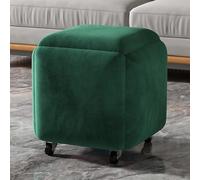 Tabouret de canapé empilable 5 en 1, Tabouret Ottoman gigogne, Repose-Pieds Cube, Banc Ottoman carré en Tissu technologique avec roulettes, for Salon, Salle à Manger(Green)