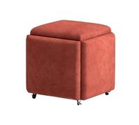 Tabouret de canapé mobile 5 en 1 empilable en tissu technique coloré multifonctionnel avec roulette pivotante et siège rembourré pour Living Roo(dimensions : 35 × 35 × 35 cm, couleur : Bl