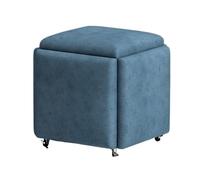 Tabouret de canapé mobile 5 en 1 empilable en tissu technique coloré multifonctionnel avec roulettes pivotantes et siège rembourré pour Living Roo(dimensions : 35 × 35 × 35 cm, couleur : Bl