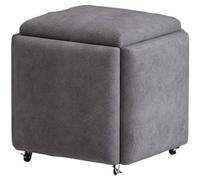 Tabouret de canapé, tabouret de maquillage multifonctionnel, repose-pieds empilable avec roulettes pivotantes, ensemble de chaises cubiques gigognes pour salon, chambre à coucher