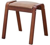 Tabouret de Change, Repose-Pieds en Cuir, Rangement Moderne en Bois Massif, revêtement en Cuir PU, Tabouret de Maquillage, Tabouret en Bois à 4 Pieds(Brown)