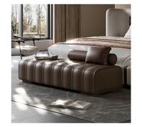 Tabouret de Chevet Banc d'extrémité de lit rembourré en Faux Cuir, Long Banc Moderne, d'appoint rectangulaire for Salon, entrée, Chambre à Coucher(Bruin,120 * 45 * 43cm)