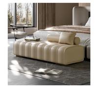 Tabouret de Chevet Banc d'extrémité de lit rembourré en Faux Cuir, Long Banc Moderne, d'appoint rectangulaire for Salon, entrée, Chambre à Coucher(Beige,150 * 45 * 43cm)