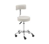 Tabouret de coiffeur à roulettes avec dossier - 530 - 710 mm - Beige | physa