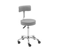 Tabouret de coiffeur à roulettes avec dossier - 530 - 710 mm - Gris foncé | physa