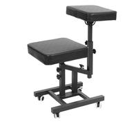 Tabouret de coiffeur réglable en hauteur en cuir synthétique et métal Noir | Chaise de salon avec dossier pivotant à 180°, capacité de charge de 100 kg, roulettes freinées pour cosmétiques