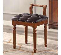 Tabouret de coiffeuse à dossier bas - Coussin rembourré, cuir rétro, pieds en bois massif, idéal pour salle de maquillage, salon, salon de beauté