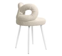 Tabouret de coiffeuse avec dossier en forme d'arc - d'appoint sans accoudoirs rembourré fausse laine, cadre acier au carbone robuste, coussin éponge épaisse, coussinets antidérapants, style Bla