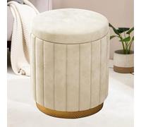 Tabouret de coiffeuse avec rangement et repose-pieds - Petit banc avec couvercle amovible pour chambre à coucher, coiffeuse ou salon - Élégant et fonctionnel