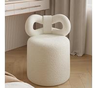 Tabouret de coiffeuse capitonné, chaise de maquillage sans accoudoirs avec dossier et repose-pieds rond Ottoman pour chambre à coucher et salle d'étude