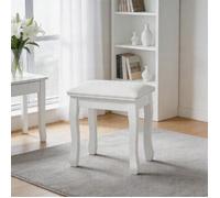 Tabouret de coiffeuse - Carré - Assise rembourrée cuir PU - Structure bois massif - Patins anti-dérapants (136 kg)