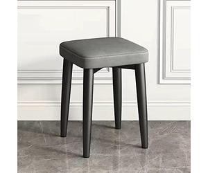 Tabouret de coiffeuse carré moderne empilable avec dossier nu et siège rembourré - Tabouret de bar multifonction pour cuisine, salle de classe, salon et séminaire - En cuir synthétique gris (30,5 x
