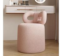 Tabouret de coiffeuse, chaise de maquillage rembourrée sans accoudoirs avec dossier, repose-pieds ottoman rond pour chambre à coucher ou salle d'étude - Solution d'assise élégante et fonctionnelle